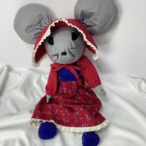 Christmas Prairie Mouse Plush Stuffed Grandmacore Stuffie Mouse Handmade